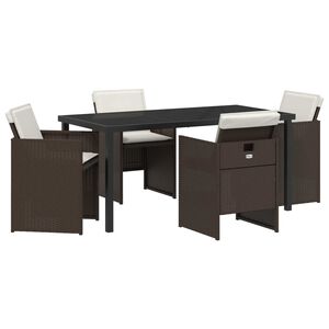 vidaXL Garden Dining Set 5 pcs Brown Poly Rattan