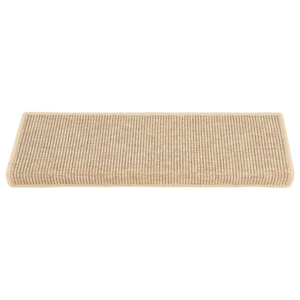 vidaXL Stair Mats 15 pcs 65x21x4 cm Light Beige Rectangular Edge
