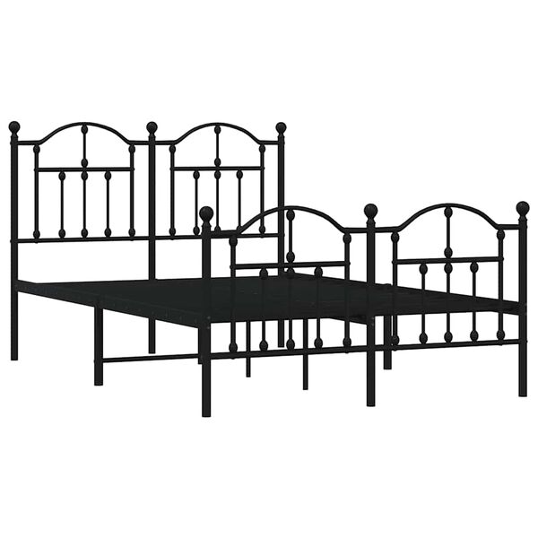 vidaXL Metal Bed Frame without Mattress with Footboard Black 120x200cm