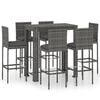 vidaXL 7 Piece Garden Bar Set with Cushions Poly Rattan Grey