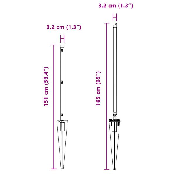 vidaXL Fence Post 52 pcs Grey 3.2 x 3.2 x 120 cm