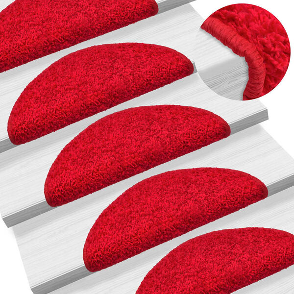 vidaXL Stair Mats 15 pcs 56x17x3 cm Red Half Round