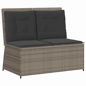 vidaXL Garden Bench with Cushion Grey Poly rattan