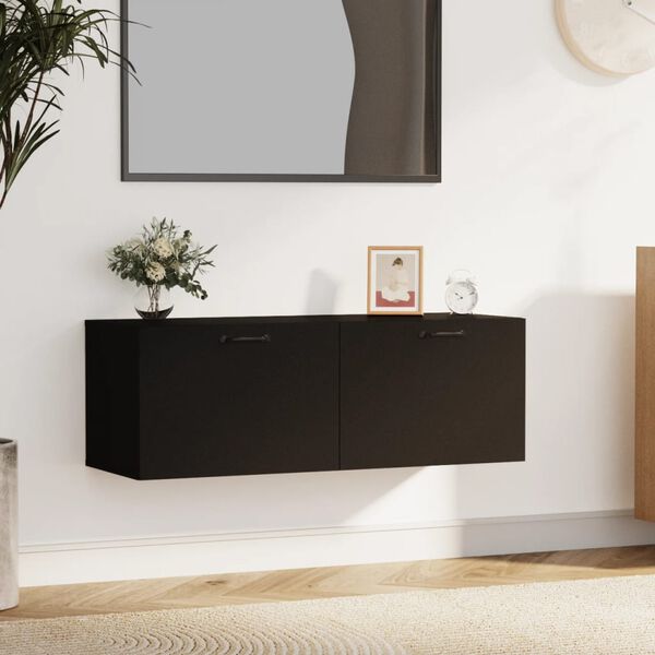 vidaXL Wall Cabinet Black 100x36.5x35 cm Engineered Wood