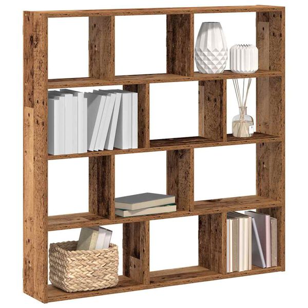 vidaXL Wall Cube Shelf 12 Compartments Old Wood Engineered Wood