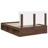 vidaXL Bed Frame with Headboard Brown Oak 140 x 200 cm Solid Pine Wood