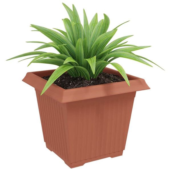 vidaXL Square Flower Pot 24 pcs Brick Red 33 x 33 x 26 cm Plastic
