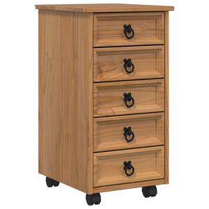 vidaXL Rolling Cabinet with Drawers CORONA Honey Brown