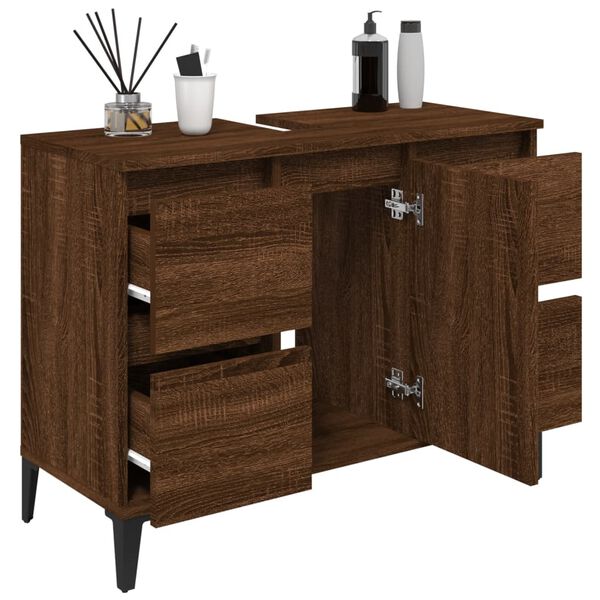 vidaXL Sink Cabinet Brown Oak 80x33x60 cm Engineered Wood