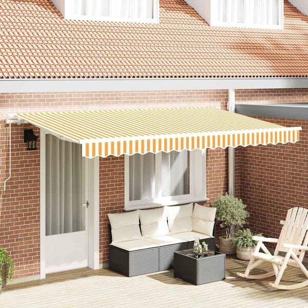 vidaXL Retractable Awning Manual Yellow 350 x 200 cm Fabric