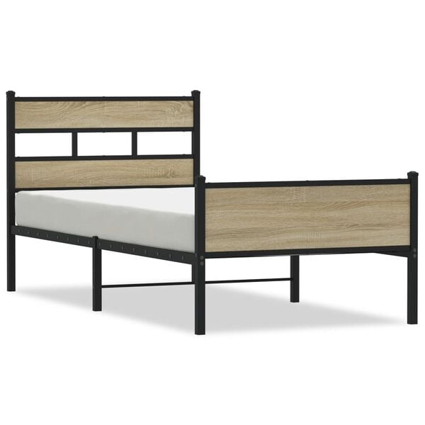 vidaXL Bed Frame without Mattress Sonoma Oak 107x203 cm Engineered Wood