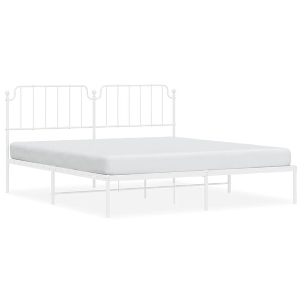 vidaXL Metal Bed Frame without Mattress with Headboard White 180x200cm