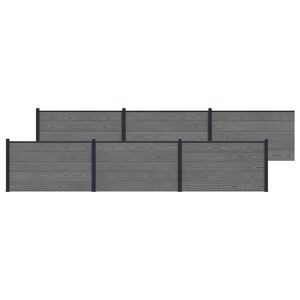 vidaXL Fence Panel 6 pcs WPC and Aluminium Grey