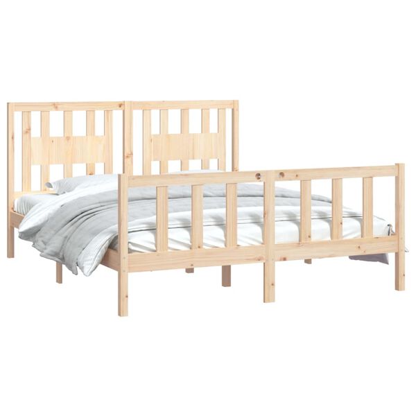 vidaXL Bed Frame without Mattress Solid Wood Pine 150x200 cm King Size King Size