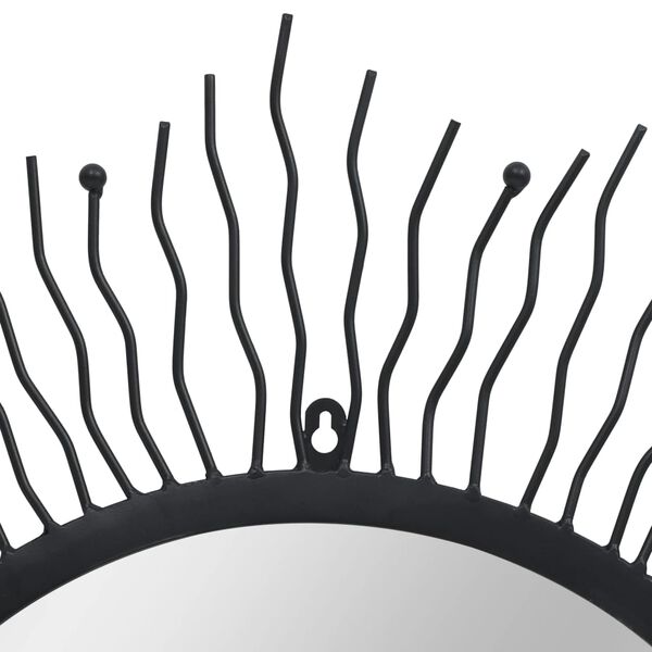 vidaXL Garden Wall Mirror Sunburst 80 cm Black