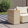 vidaXL Garden Side Table with Wooden Top Beige 58x27.5x55 cm Poly Rattan