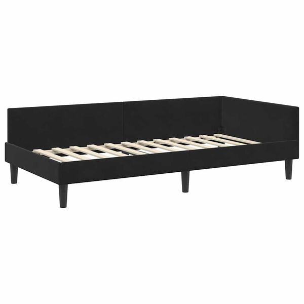 vidaXL Corner Bed Frame with Headboard Black 100 cm x 200 cm Velvet