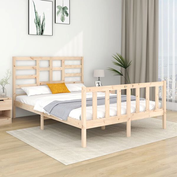 vidaXL Bed Frame without Mattress Solid Wood 135x190 cm Double