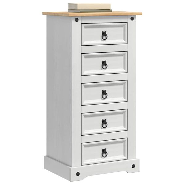 vidaXL Bedside Table White 53 x 39 x 103 cm Solid Pine Wood