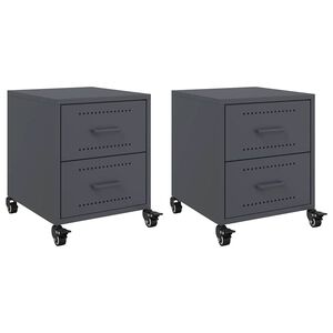 vidaXL Bedside Cabinets 2 pcs Anthracite 36x39x43,5 cm Steel