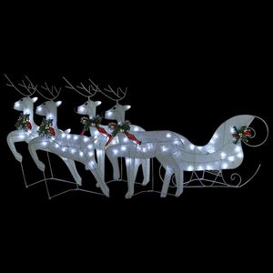 vidaXL Reindeer & Sleigh Christmas Decoration 100 LEDs Outdoor White
