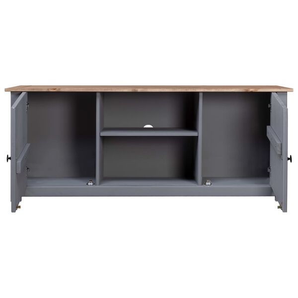 vidaXL TV Cabinet Grey 120x40x50 cm Solid Pine Wood Panama Range