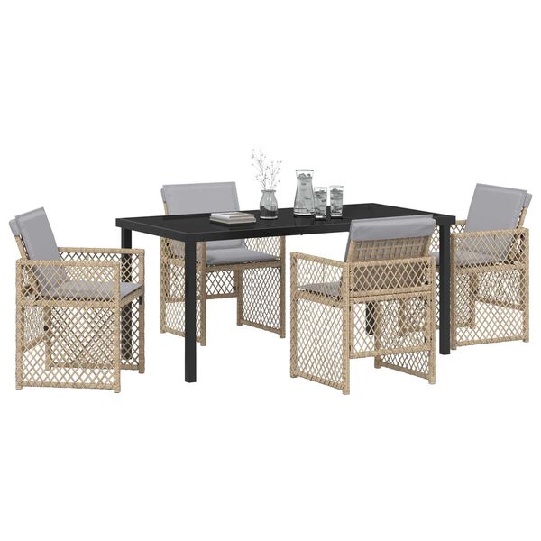 vidaXL Garden Dining Set 5 pcs Beige Poly Rattan