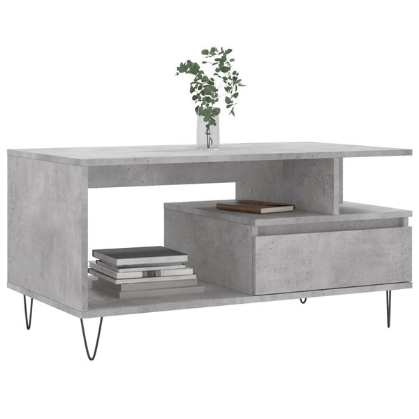 vidaXL Coffee Table Concrete Grey 90x49x45 cm Engineered Wood