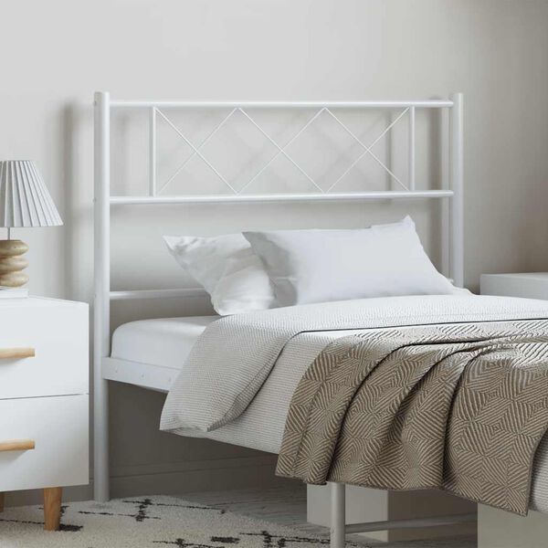 vidaXL Metal Replace Headboard White 100 cm