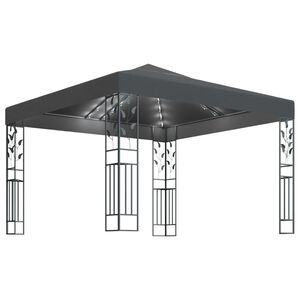 vidaXL Gazebo with LED String Lights 3x3 m Anthracite