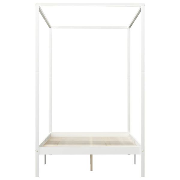 vidaXL Canopy Bed Frame without Mattress White Solid Wood 140x200 cm