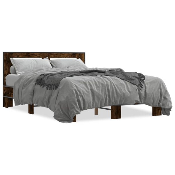 vidaXL Bed Frame without Mattress Smoked Oak 120x200 cm