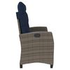 vidaXL Reclining Garden Bench with Cushions Grey Poly Rattan