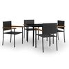 vidaXL 5 Piece Garden Dining Set Black
