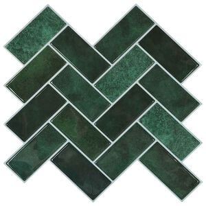 vidaXL Herringbone Tile 10 pcs Dark Green 30 x 30 cm
