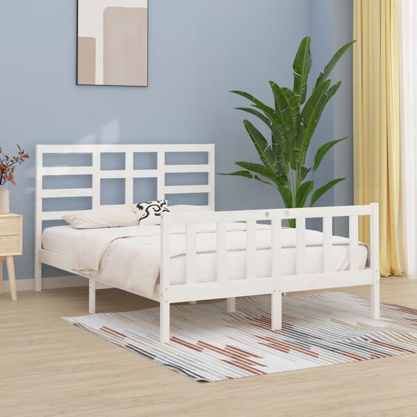 vidaXL Bed Frame without Mattress White 140x200 cm Solid Wood Pine