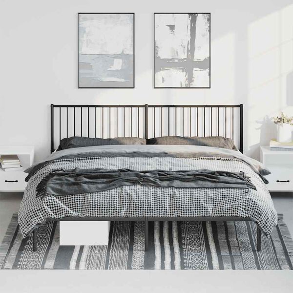 vidaXL Metal Bed Frame without Mattress with Headboard Black 193x203cm