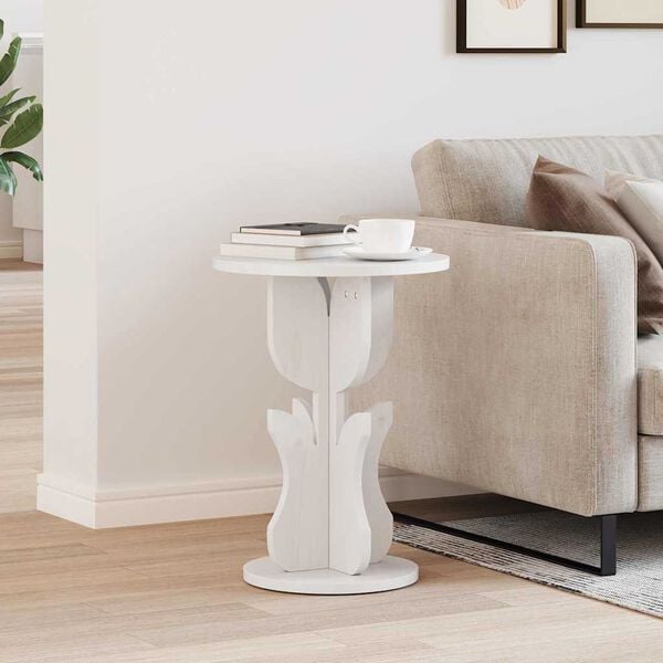vidaXL Coffee Table White 39.5 x 39.5 x 53.5 cm Solid pine wood