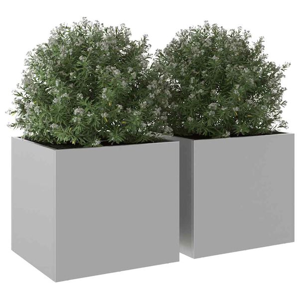 vidaXL Planters 2 pcs Silver 32x30x29 cm Galvanised Steel