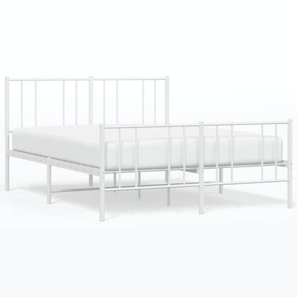 vidaXL Metal Bed Frame without Mattress with Footboard White 120x190cm