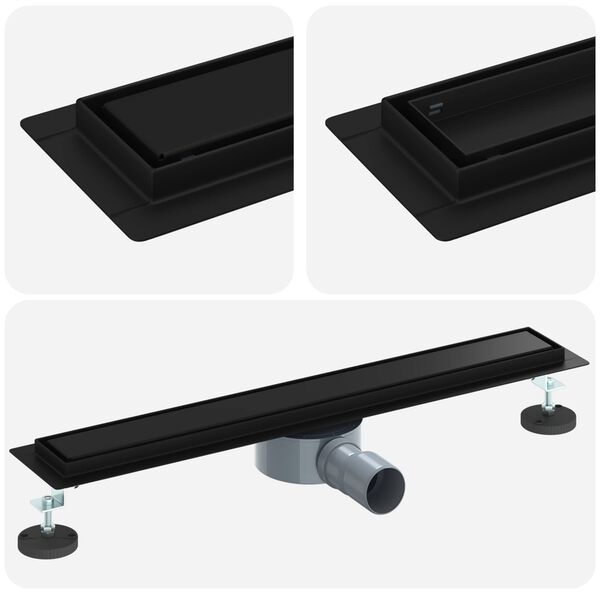 vidaXL Shower Drain 2-in-1 with 360&deg; Siphon Black 60 cm