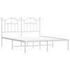 vidaXL Metal Bed Frame without Mattress with Headboard White 140x200cm