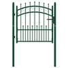 vidaXL Fence Gate with Spikes Steel 104x97 cm Green