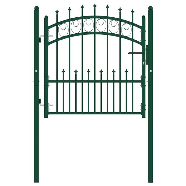 vidaXL Fence Gate with Spikes Steel 104x97 cm Green