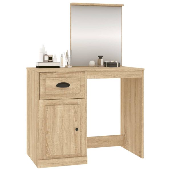 vidaXL Dressing Table with Mirror Sonoma Oak 90x50x132.5 cm Engineered Wood