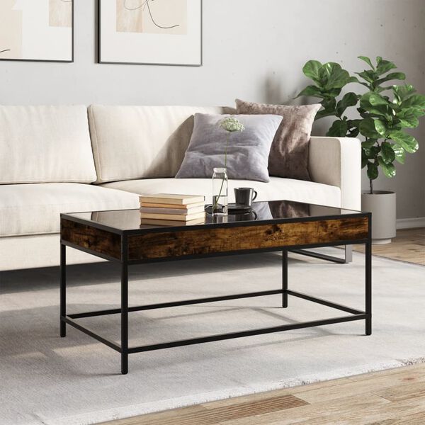 vidaXL Coffee Table with Infinity LED Smoked Oak 90x50x41 cm