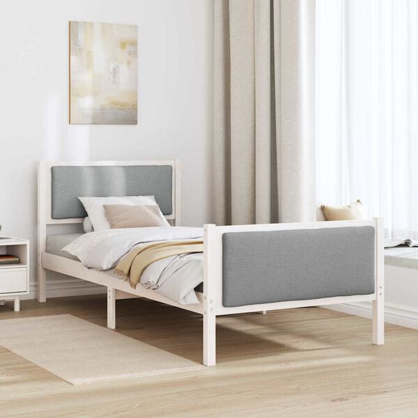 vidaXL Bed Frame with Headboard Light Grey 90 x 200 cm Fabric