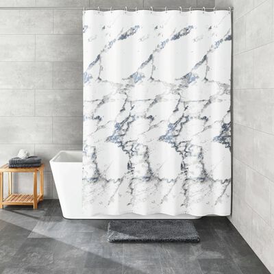 Kleine Wolke Shower Curtain Marble 180x200 cm White and Grey
