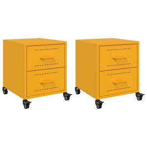vidaXL Bedside Cabinets 2 pcs Mustard Yellow 36x39x43,5 cm Steel