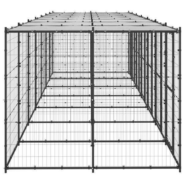 vidaXL Outdoor Dog Kennel Steel with Roof 16.94 m&sup2;